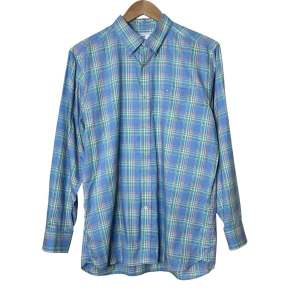 Southern Tide Mens Large Classic Fit Blue Plaid Button Down Shirt Long Sleeve - Picture 1 of 9